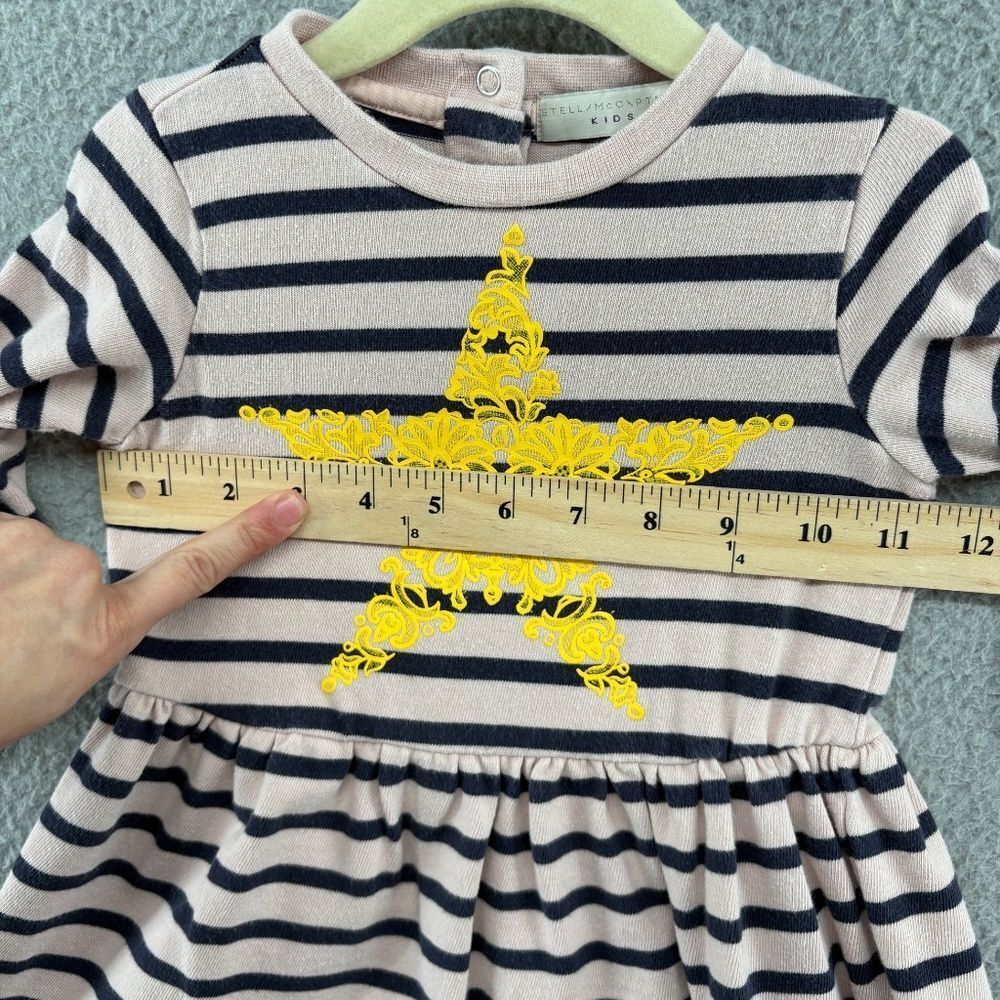 Stella McCartney Kids 18M Pink Navy Striped Star Applique Dress - Picture 4 of 11